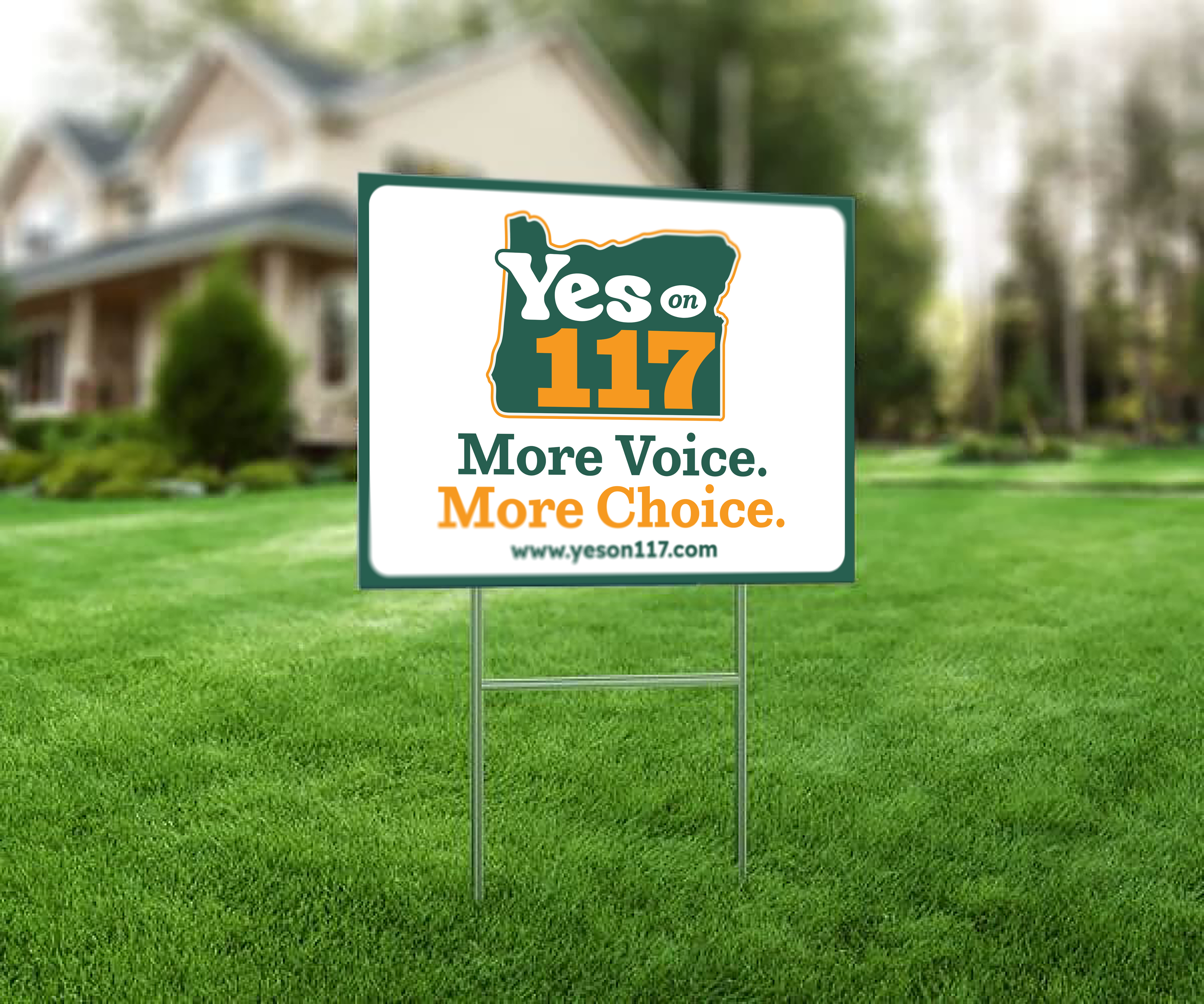 Yes on 117 - Ranked Choice Voting yard sign, Portland 2024